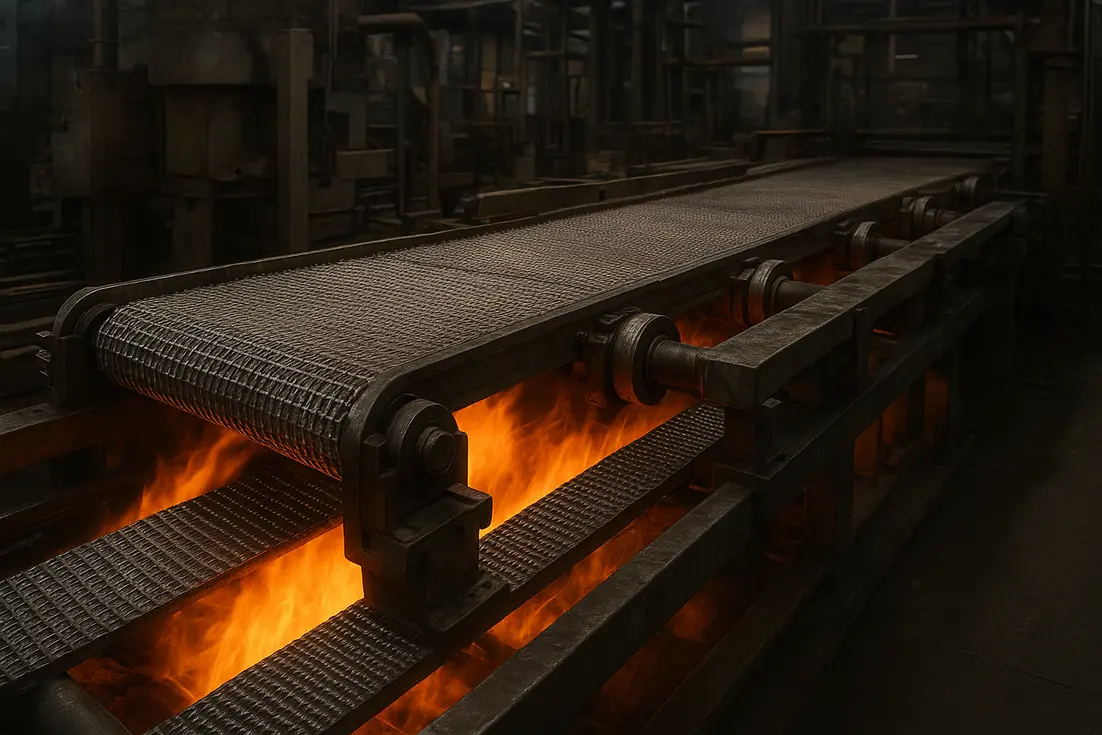 Bandas metálicas industriales en una fábrica en México.