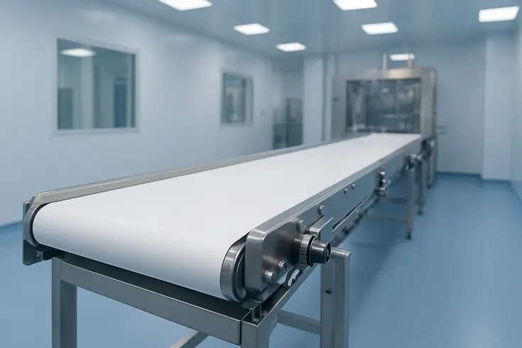 bandas transportadoras farmacéutica — detalle técnico